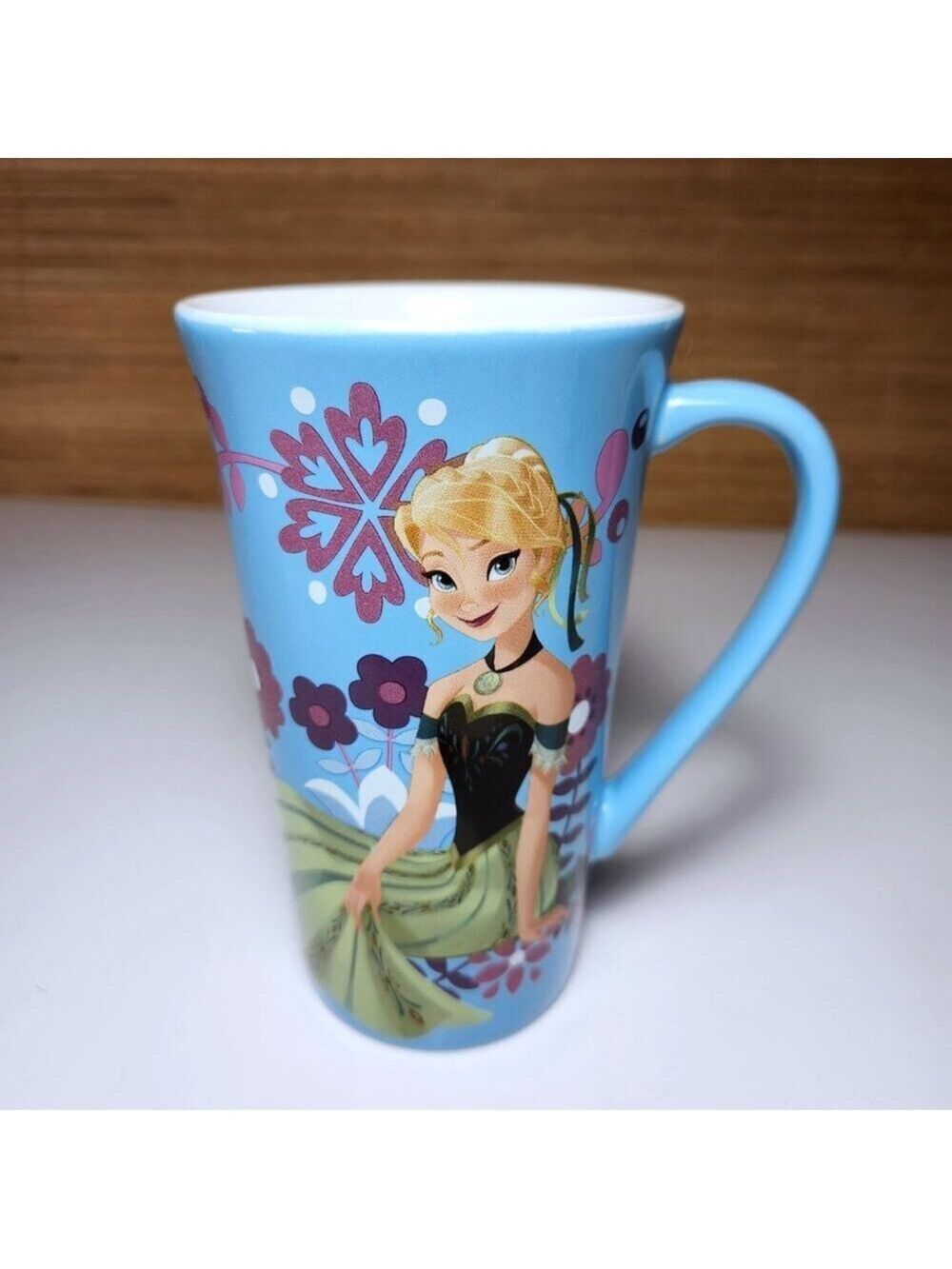Disney Frozen Anna Latte Mug Tall Cup Princess Snowflake Ceramic Authentic